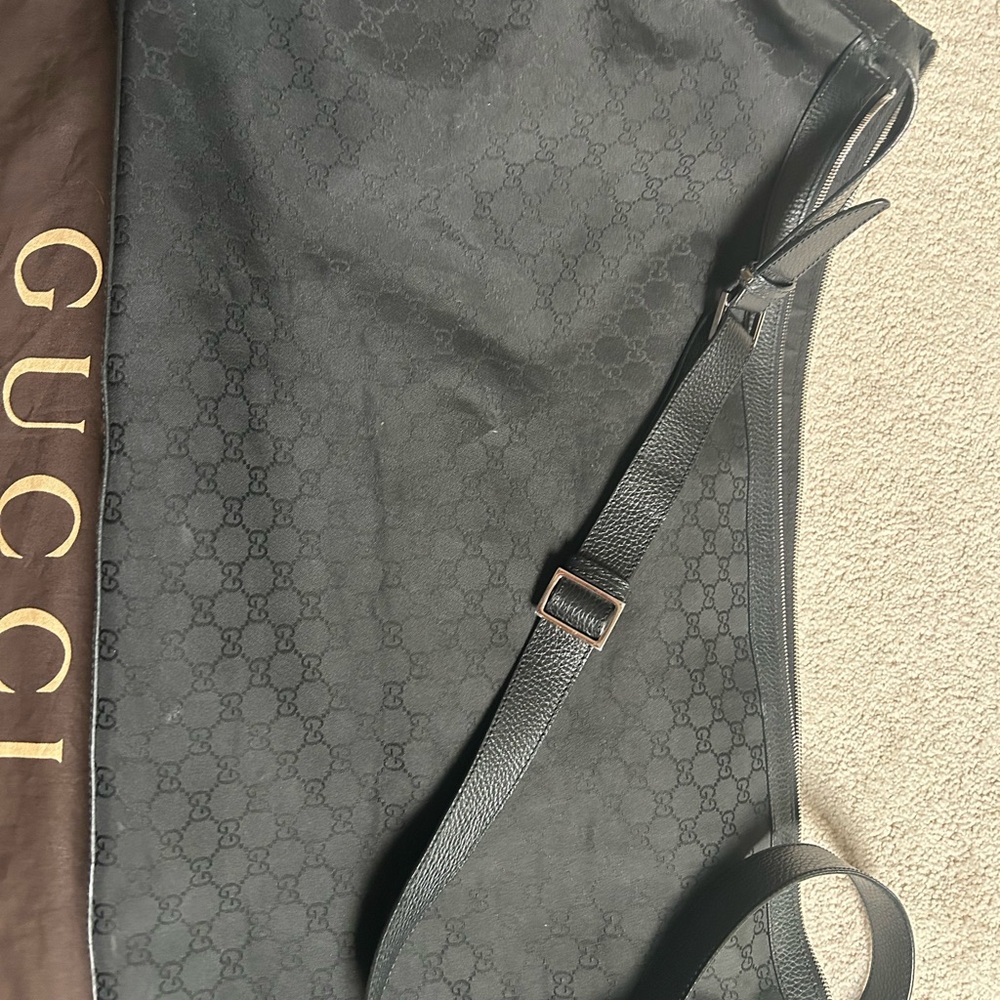 Gucci Black Duffel Bag with Signature Monogram